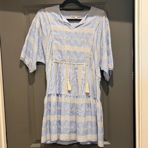 Joy Joy Light Blue and Cream Embroidered Dress